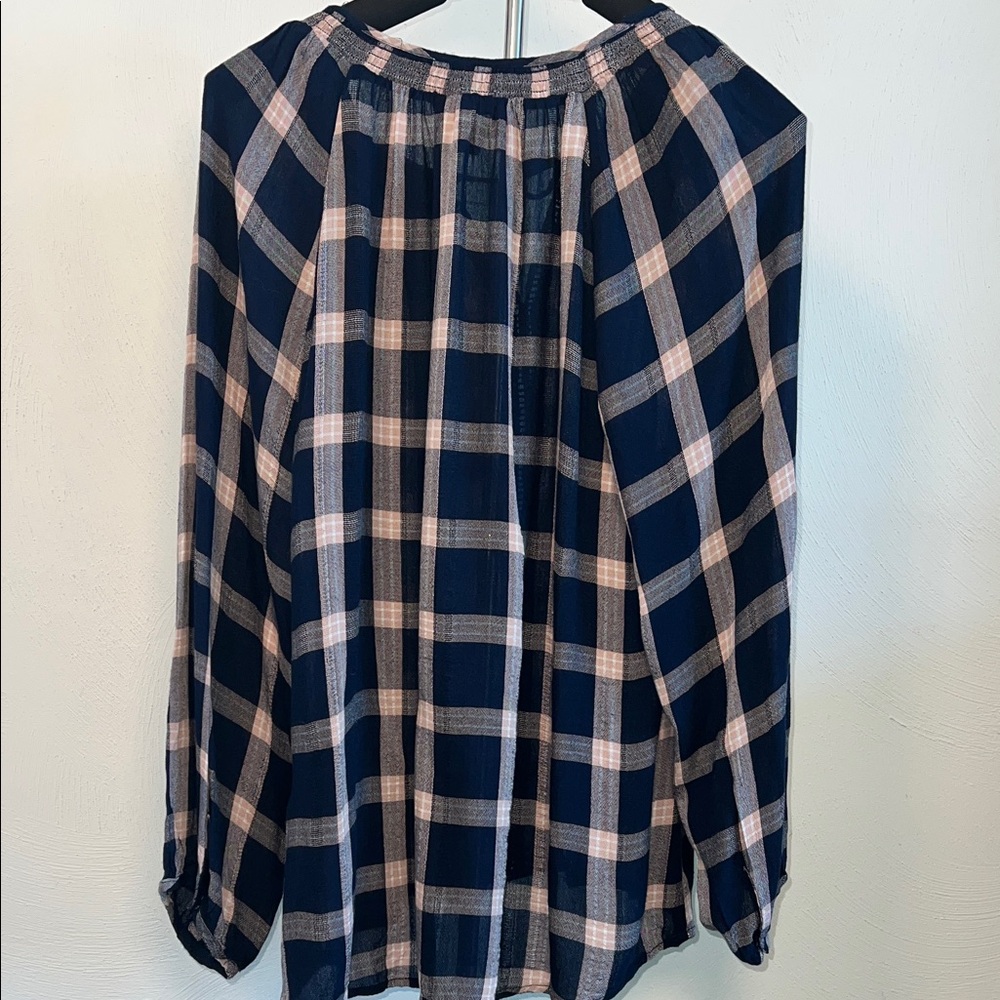 American Eagle Outfitters Blue and White Checkered Blouse - Picture 7 of 9